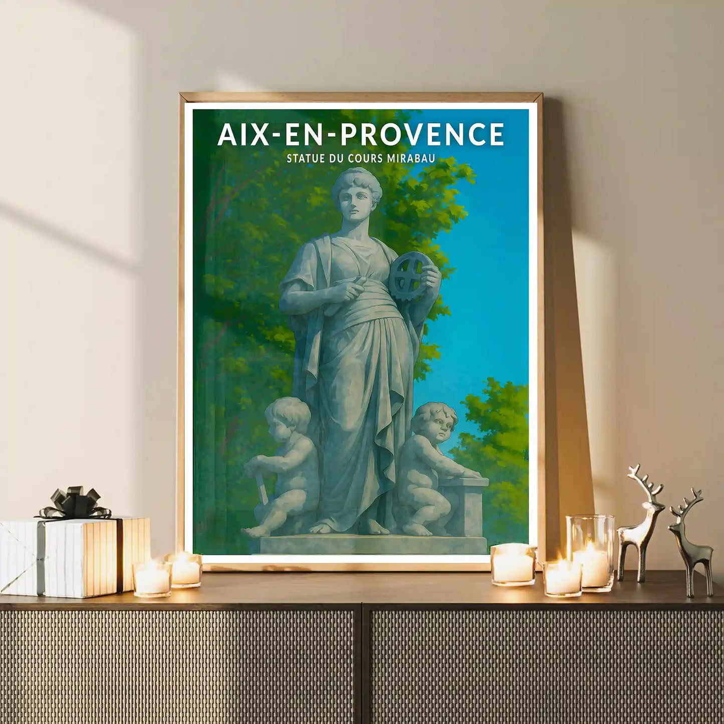 Affiche - Aix-en-Provence - Statue du Cours Mirabeau