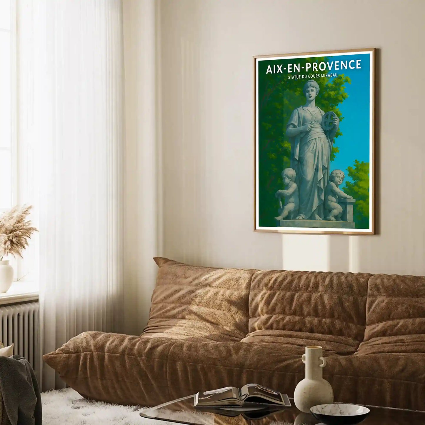 Affiche - Aix-en-Provence - Statue du Cours Mirabeau