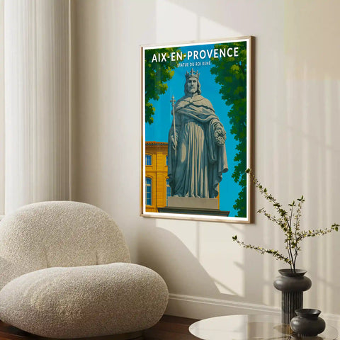 Affiche - Aix-en-Provence - Statue du Roi René