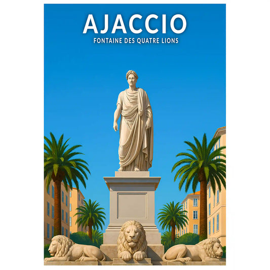 Affiche - Ajaccio - Fontaine des Quatre Lions