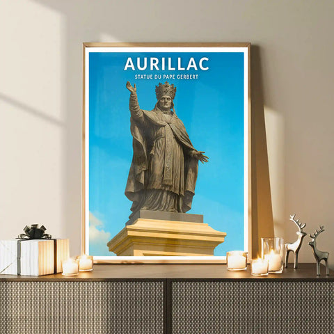 Affiche - Aurillac - Statue du Pape Gerbert