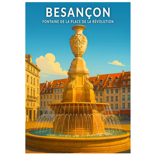 Affiche - Besançon - Fontaine de la Place de la Révolution