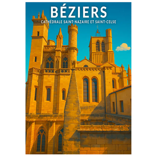 Affiche - Béziers - Cathédrale Saint-Nazaire et Saint-Celse