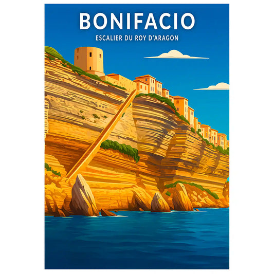 Affiche - Bonifacio - Escalier du Roy d'Aragon