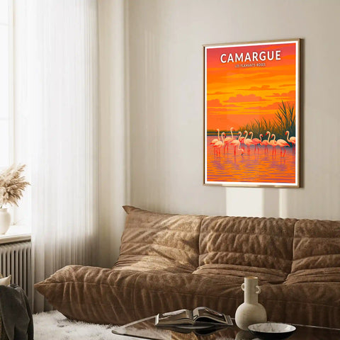 Affiche - Camargue - Les Flamants-Roses