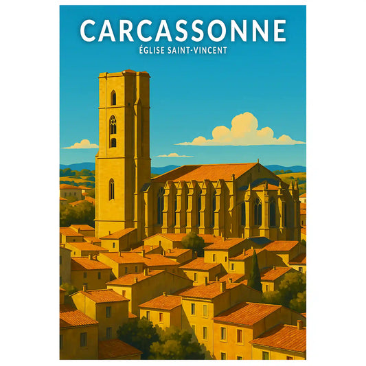 Affiche - Carcassonne - Église Saint-Vincent