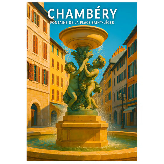 Affiche - Chambéry - Fontaine de la Place Saint-Léger