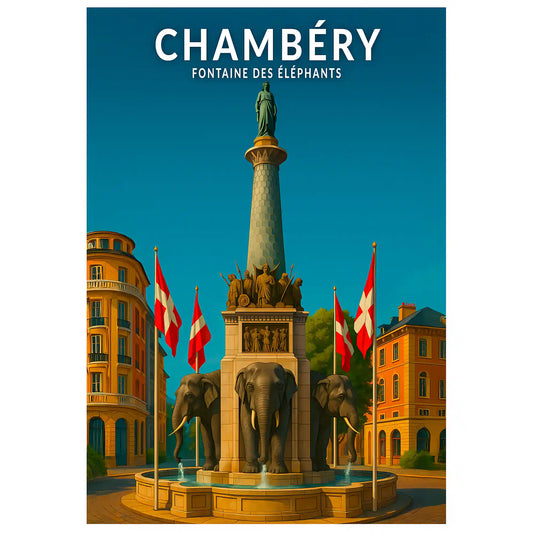 Affiche - Chambéry - Fontaine des Éléphants