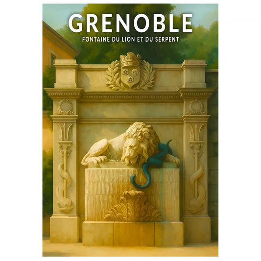 Affiche - Grenoble - Fontaine du Lion et du Serpent