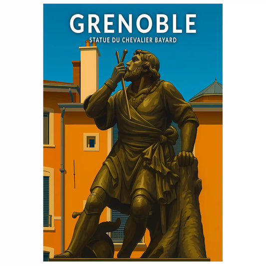 Affiche - Grenoble - Statue du Chevalier Bayard