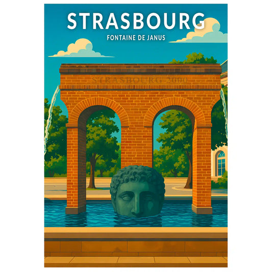 Affiche - Strasbourg - Fontaine de Janus