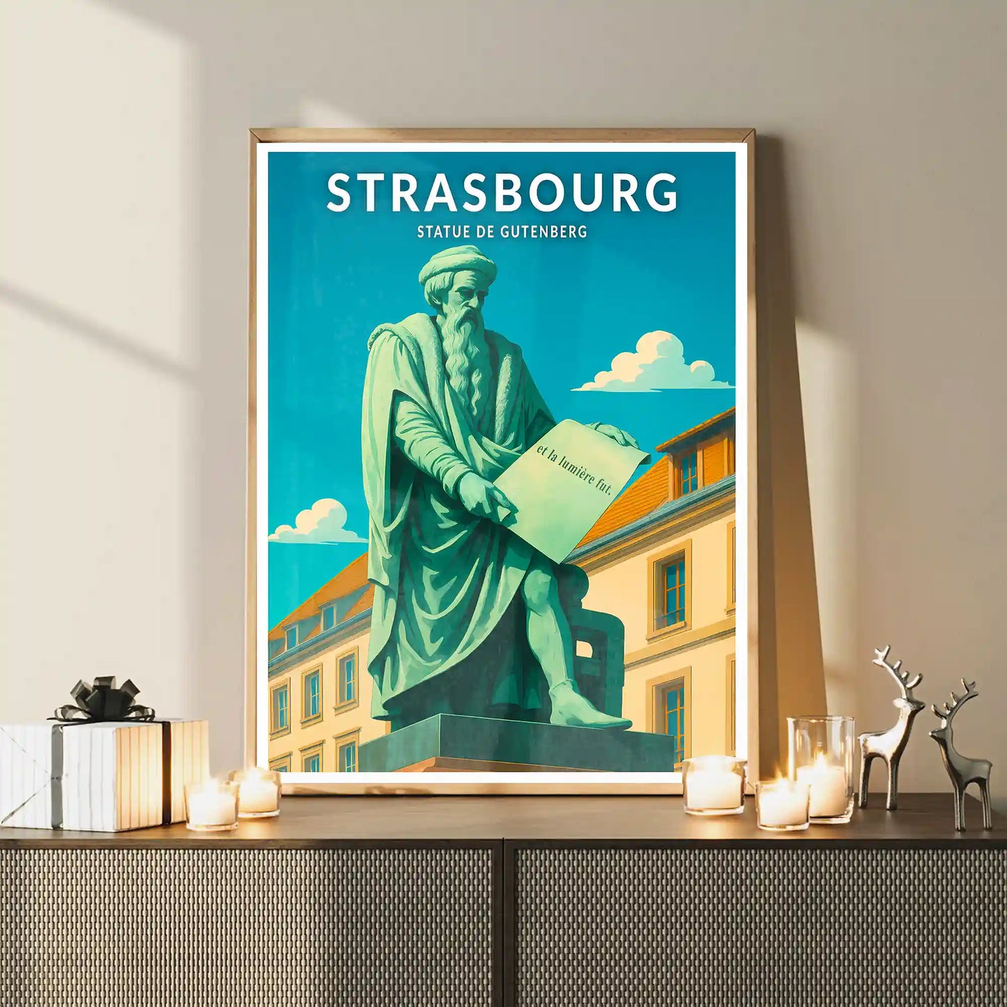 Affiche - Strasbourg - Statue de Gutenberg
