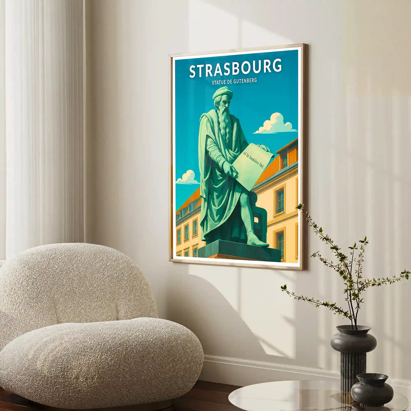 Affiche - Strasbourg - Statue de Gutenberg
