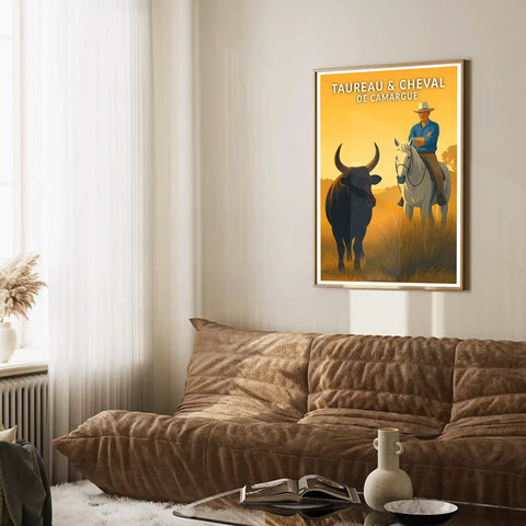 Affiche - Taureau et Cheval de Camargue